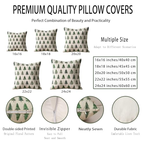 Sivirary 18x18 Inch Green Cream Christmas Tree Pillow Covers Set of 2 - Winter Holiday Decor