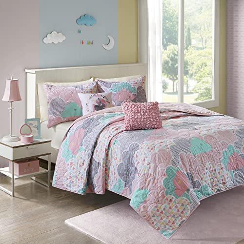 5-Piece Cotton Quilt Set for Kids, Reversible Unicorn Bedding