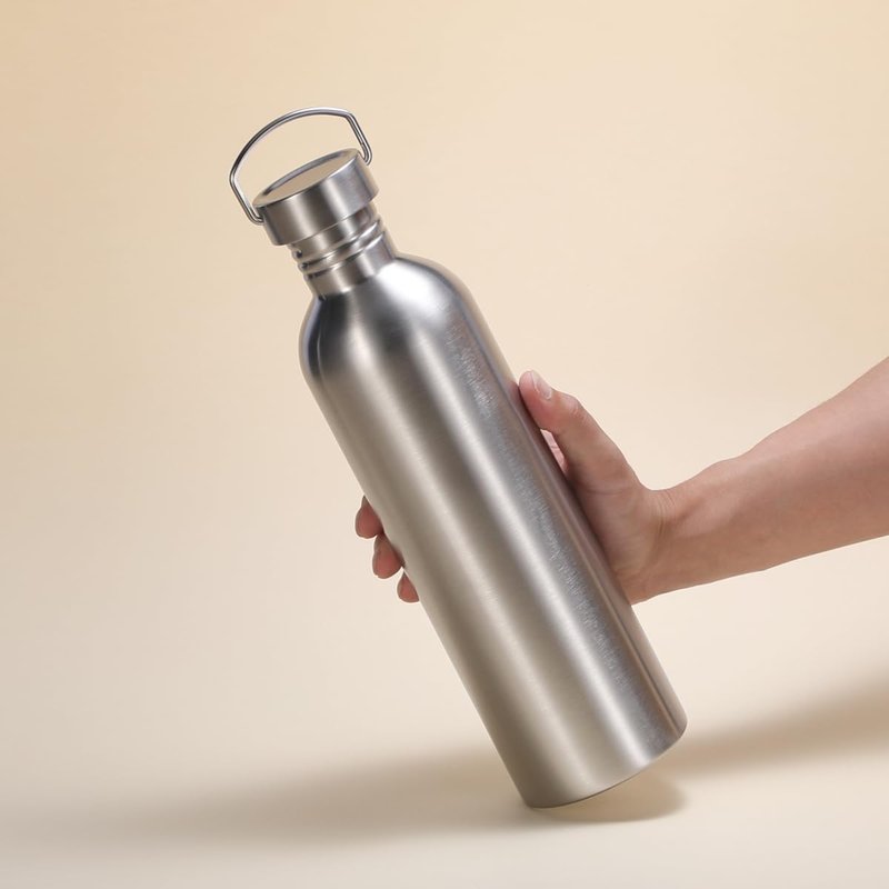 CDJ 34oz Single Walled Stainless Steel Leak Proof Sports Water Bottle 18/8(304) metal water bottle for Cyclists, Runners, Hikers, Beach Goers, Picnics, Camping - BPA Free