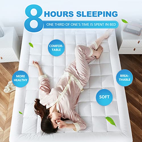 Cooling Mattress Pad Topper - Queen Size, Pillow Top, Deep Pocket