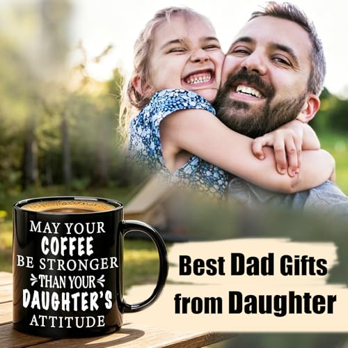 JUUNMAOO Dad Gifts Mug Black 11oz Funny Father's Day Coffee Mug from Daughter