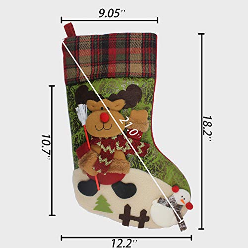 21-Inch Large Felt Christmas Stocking with 3D Animal Design for Holiday Decor