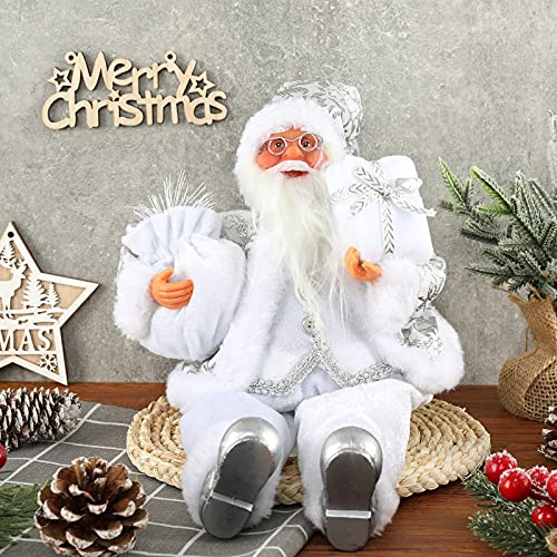 Christmas Sitting Santa Figurine with Gift Bag - Holiday Home Decor
