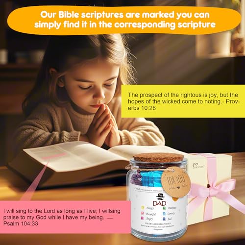 Dad Bible Verse Jar Gift Set – 108 Color-Coded Scriptures, Waterproof Double-Sided Cards