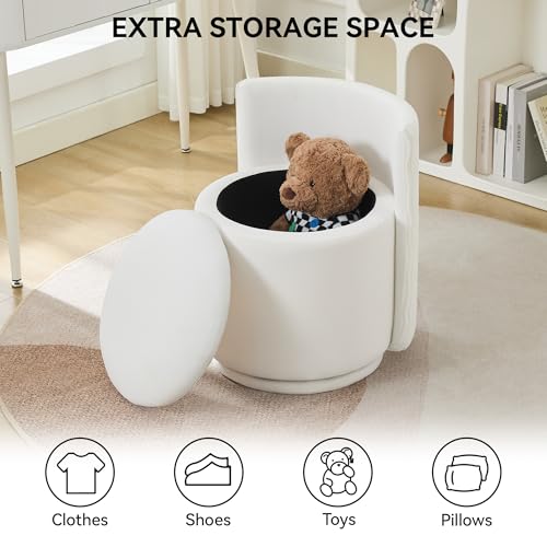 Velvet Vanity Chair with Hidden Storage, 360° Swivel Makeup Stool