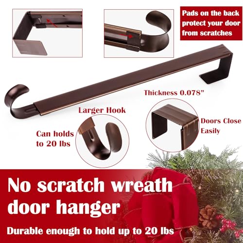 Adjustable Metal Wreath Door Hanger - Over the Door Hook 15-25 Inch