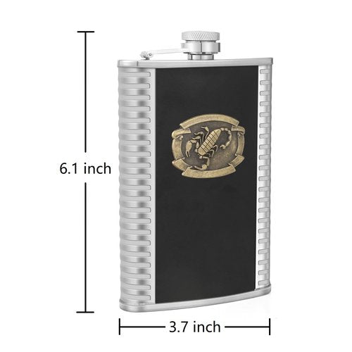 TOX TANEAXON 10 oz Scorpion Pattern Pocket Stainless Steel Whiskey Liquor Hip Flask with Funnle and Box