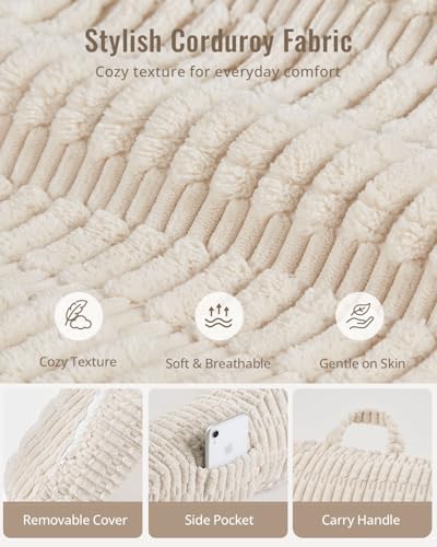 Blissful Diary Memory Foam Reading Pillow with Arms & Side Pockets - Off White