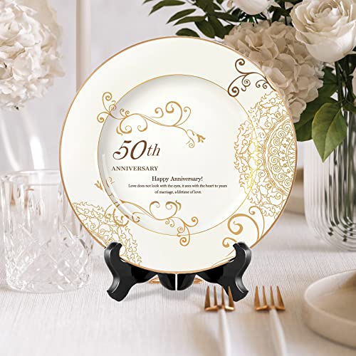 50th Wedding Anniversary Porcelain Keepsake Plate with Display Stand