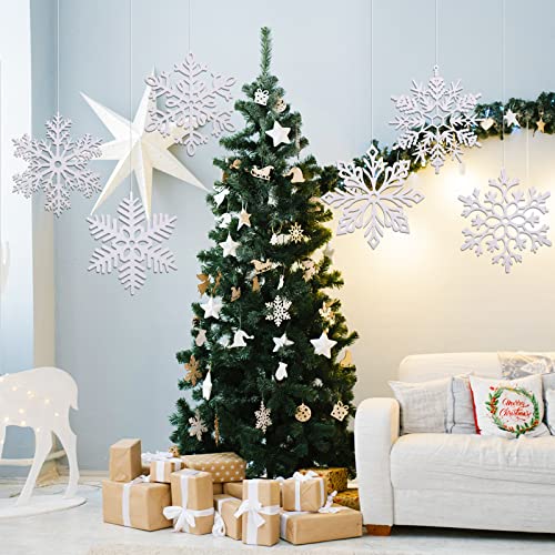 12-Pack 12" Glitter Snowflake Ornaments - Large Plastic Winter Decor