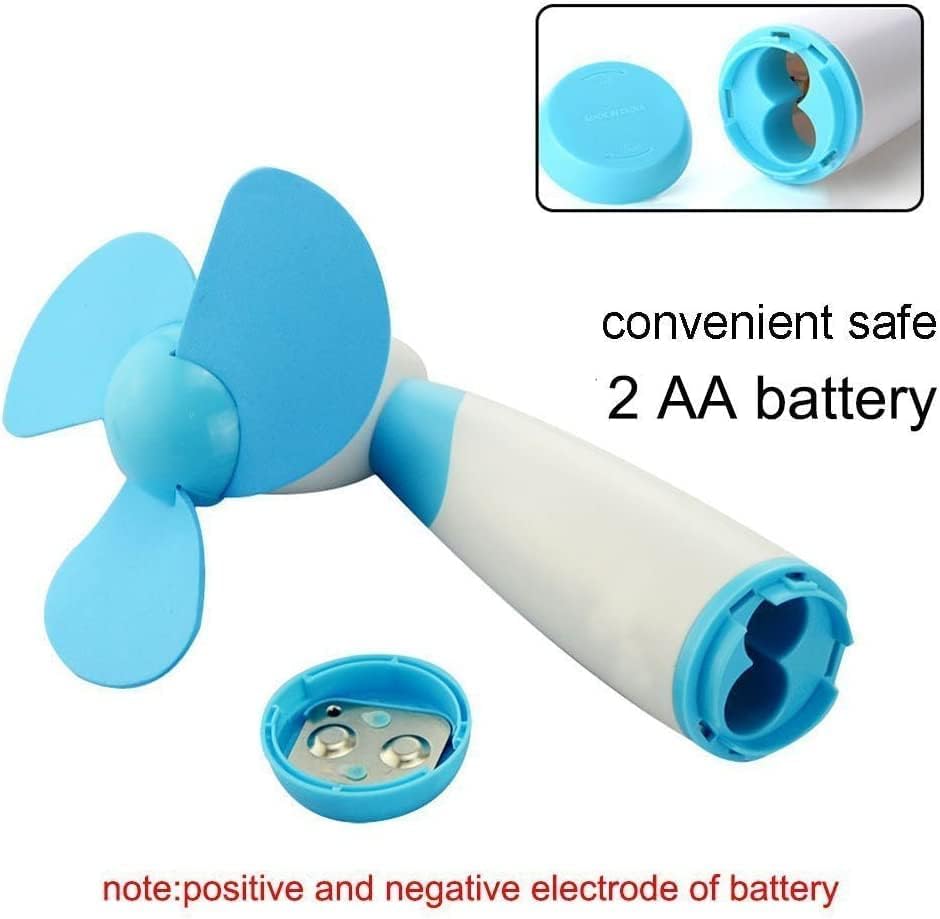 Skiennix Mini Handheld Fan - Portable Battery-Powered Fan with Soft Foam Blades | Blue Color