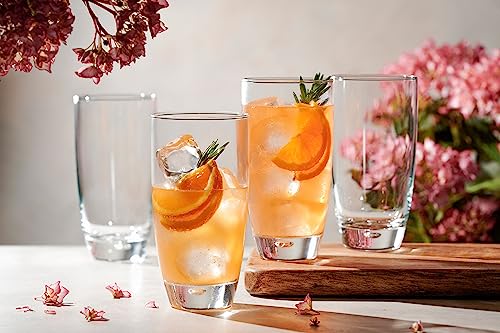 Glaver's 4-Piece 16oz Highball Glass Set - Elegant Water & Cocktail Glasses