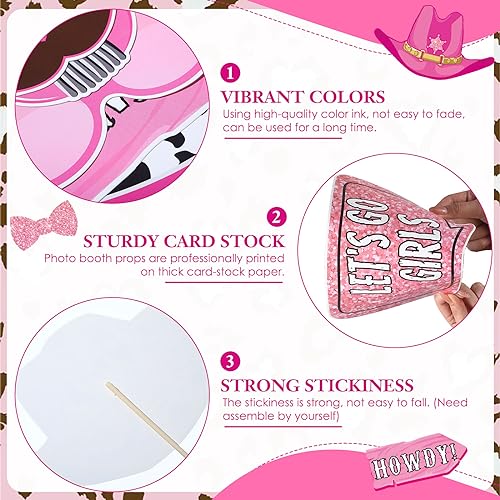 26-Piece Western Cowgirl Photo Booth Props Kit for Party Decorations