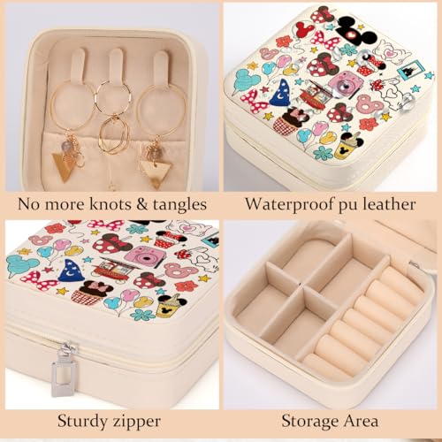 Cartoon Castle Travel Jewelry Case, Small Portable PU Leather Organizer