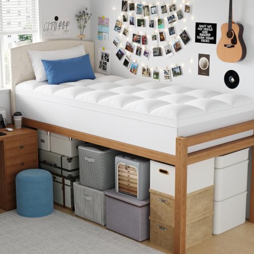 ELEMUSE Twin XL Mattress Topper - Thick Pillow Top Bed Pad for College Dorm