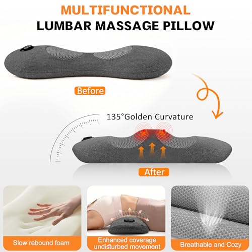 4-in-1 Electric Lumbar Support Pillow with Heat & Vibration