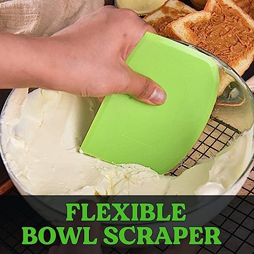 Flexible Dough Scraper - 4.7x3.7 Inch Plastic Bowl Scraper with Sharp Edges