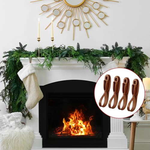 No-Drill Silicone Garland Hangers & Wreath Ties for Mantel (6 Pack, Brown)