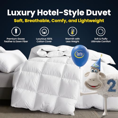 Serta All Season Goose Feather & Down Fiber Queen Comforter Duvet Insert