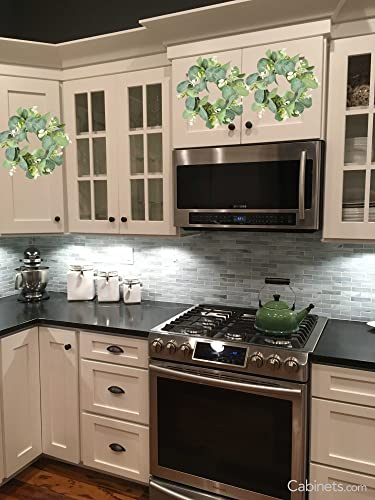 9-Inch Artificial Eucalyptus Wreath Set for Kitchen Cabinets, 2 Pieces