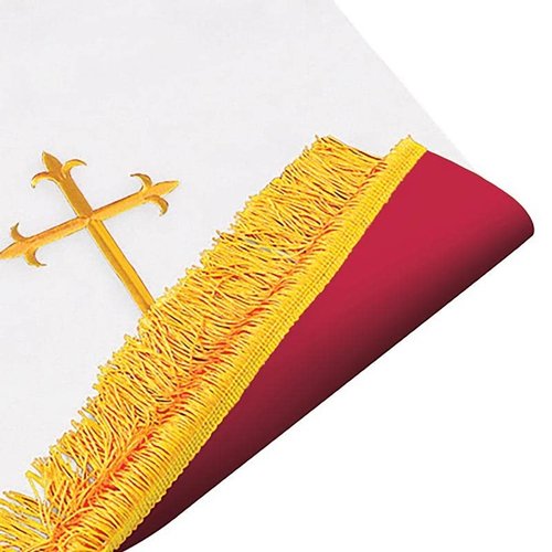 Murphy Robes Pulpit Scarves - Reversible Lectern Banner Embroidered with Gold Latin Cross Sanctuary Pulpit Scarf, 17 x 36-Inch, Red/White