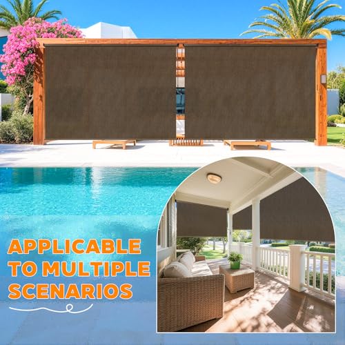Outdoor Roller Shades for Patio - 10'Wx8'H, 90% UV Protection