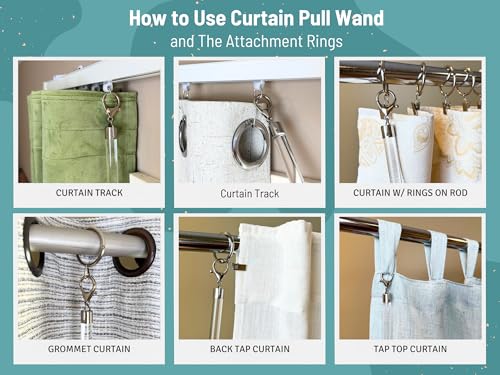 46-Inch Clear Acrylic Curtain Pull Wands - 4 Pack Heavy Duty Drapery Rods