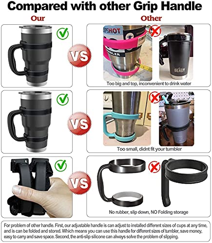 Adjustable Anti-Slip Tumbler Handle for 20oz to 40oz Insulated Cups