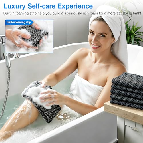 Vzvvzp Silver Ion Infused Exfoliating Bath Towel Black 45-inch Large