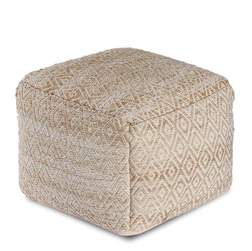 Handmade Cotton Pouf Ottoman - Decorative Floor Seating and Foot Rest