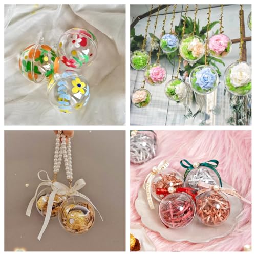 YOZIEMQ 16cm Acrylic Hollow Ball Ornaments - Clear Fillable Xmas & Wedding Decorations (5pcs)