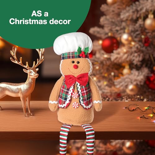 Gingerbread Man Christmas Tree Topper - 19" Soft Felt Holiday Decor