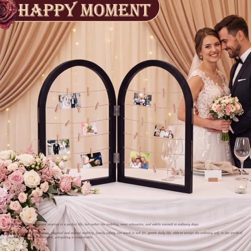 Briwooody Black 36x24” 2-Panel Arch Photo Display Frame - Farmhouse Style