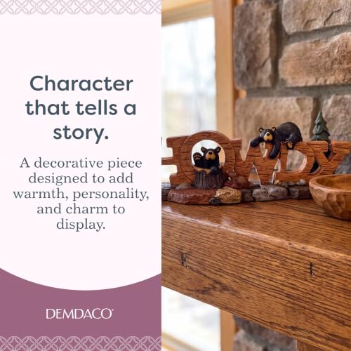 DEMDACO Bearfoots Black Bear Howdy Resin Figurine - Rustic Outdoor Decor, 9 Inches