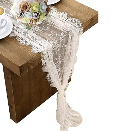 3-Pack White Lace Table Runner 14 x 120 Inch Embroidered Boho Table Decor