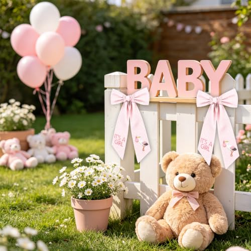 Pink Plaid Baby Shower Wreath Sash 72 x 4 Inch It's A Girl Garland Ribbon
