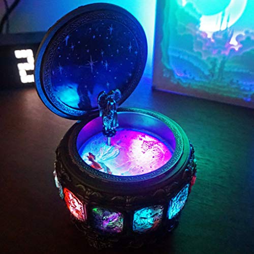 Vintage Zodiac Music Box with Rotating Goddess LED Lights