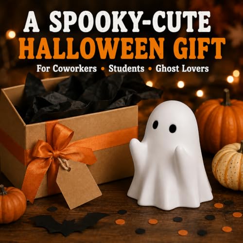 OFDNE Halloween Ghost Pen Holder Figurine – Resin Cute Decor for Spooky Home & Office