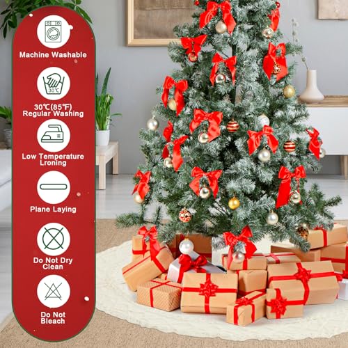 Drydiet 72 Inch White Knit Christmas Tree Skirt - Ivory, Large Holiday Decor