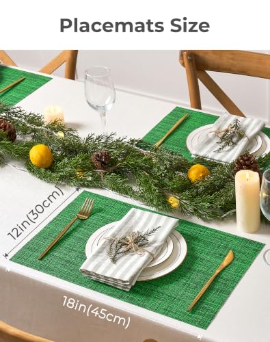 Leetaltree Woven Vinyl Placemats, Set of 12, Christmas Green (C1)