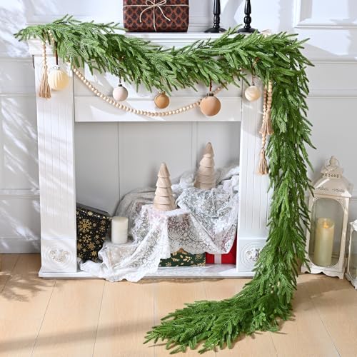 Waipfaru 2-Pack 15 ft Norfolk Pine Garland | Real-Touch Artificial Christmas Wreath & Garland