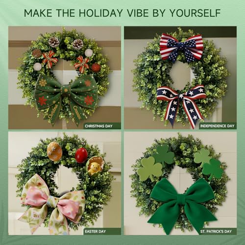 20-Inch Artificial Boxwood Wreath for Front Door, Indoor and Outdoor Decor