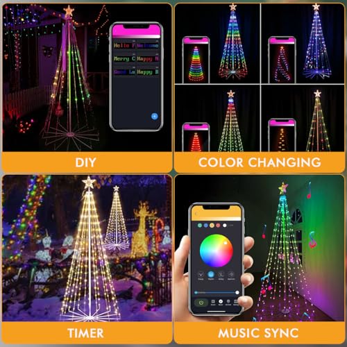 8 Ft Smart RGB Christmas Cone Tree with 340 LED Lights & App Control