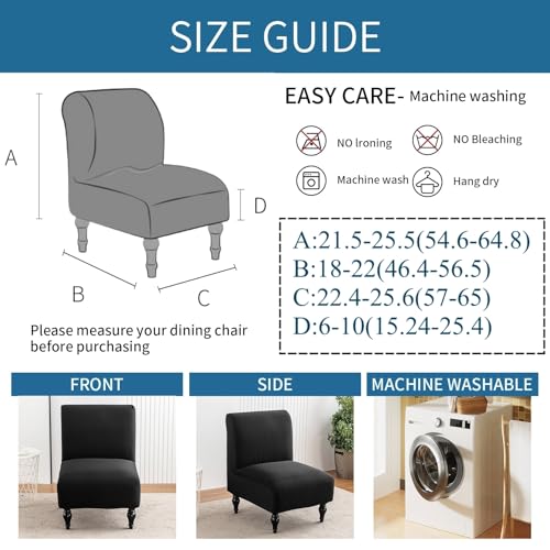 Stretchable Armless Chair Slipcover - Black, Removable & Washable