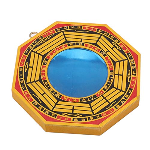 Traditional Feng Shui Bagua Mirror Set - Concave and Convex Walnut Wood