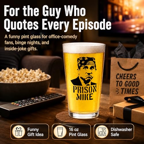 Funny Prison Character Pint Beer Glass - 16 Oz Novelty Drinking Glass