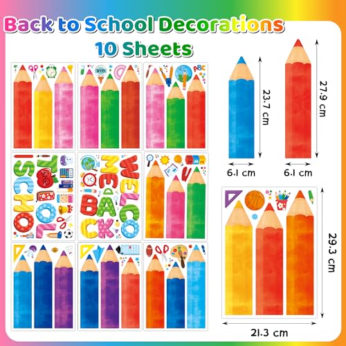 Back to School Window Clings - 104 Double-Sided Stickers for Classroom
