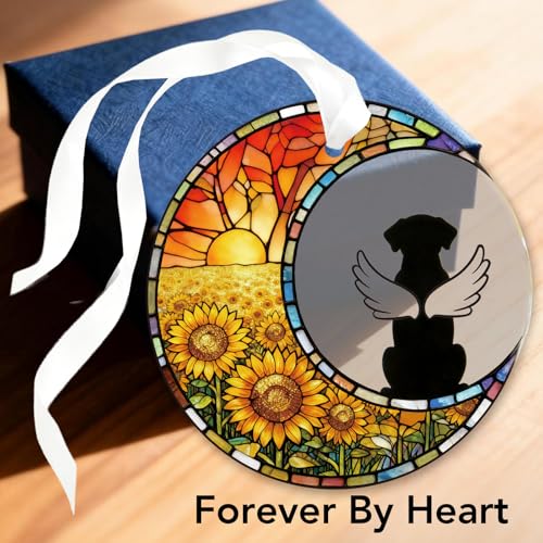 Personalized Dog Memorial Ornament Sunflower - Glass Keepsake with Gift Box