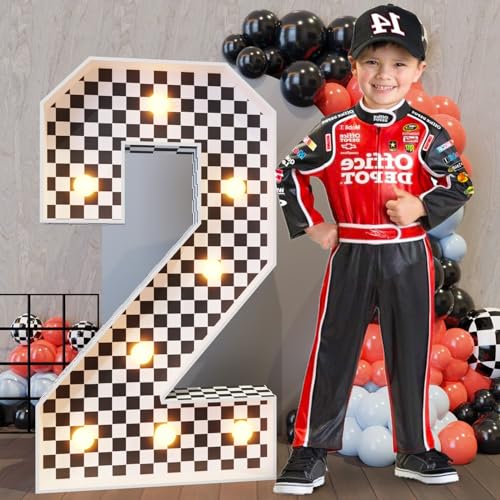 3ft Large Light Up Number 2 Marquee Sign for Race Car Birthday Party