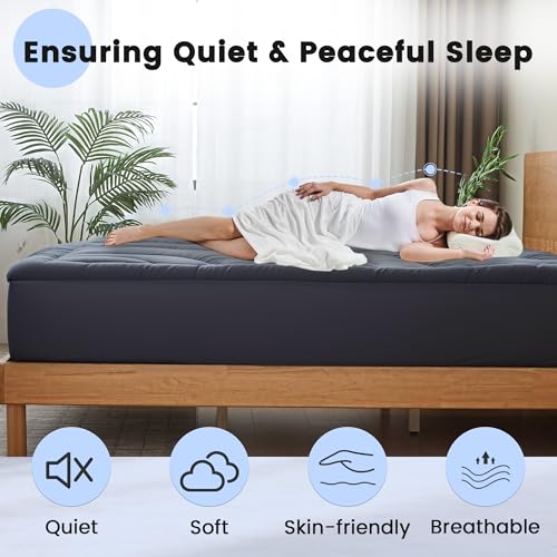 QUIETSEA Gray Waterproof Queen Mattress Protector - Quilted Fitted Bed Cover